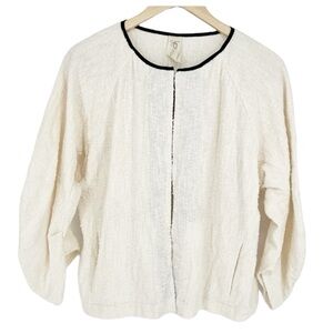 Zero + Maria Conejo Boucle Cream Black Open Front Cardigan Jacket Sweater